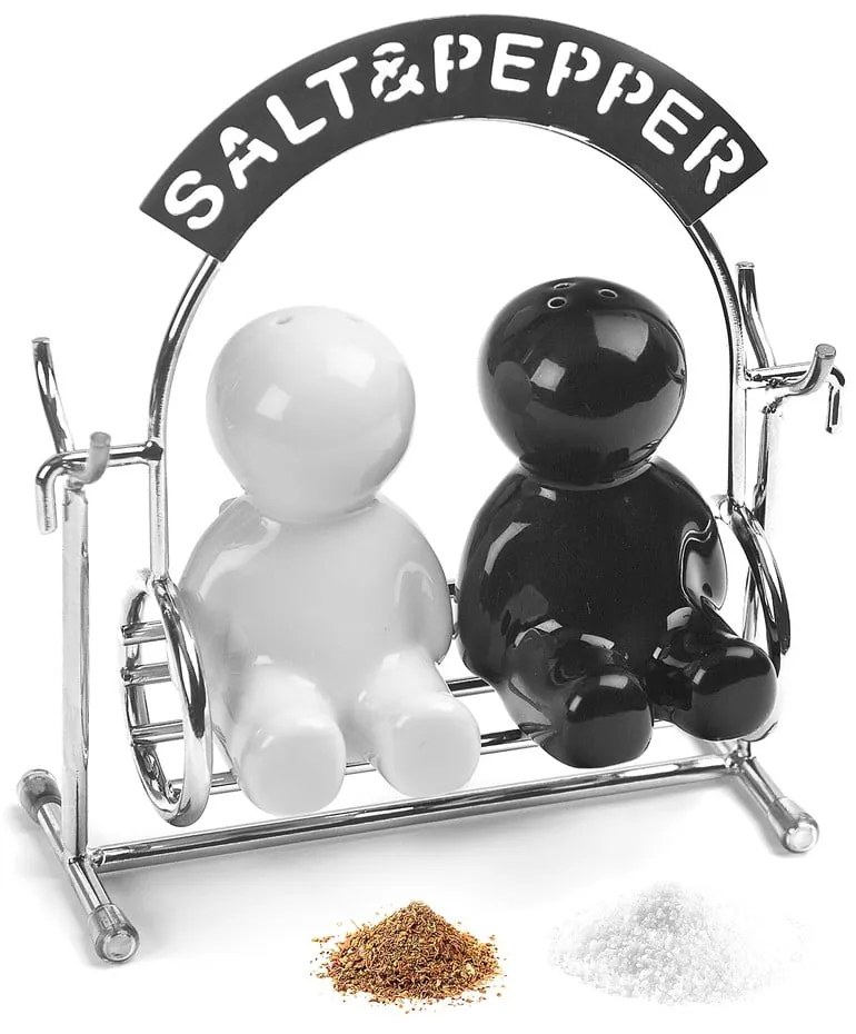 Solniczka i pieprzniczka ze stojakiem Salt &amp; Pepper – Balvi