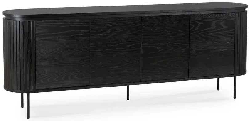 Czarna komoda na nóżkach z lamelami 200cm Z2-T86