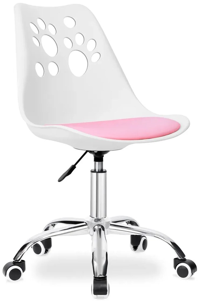 Biały fotel dziecięcy z różową poduszką N3-T32