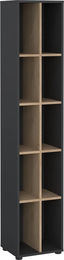 Wąski regał biurowy dwurzędowy 4 półki Sign 40 jackson hickory/szary mat