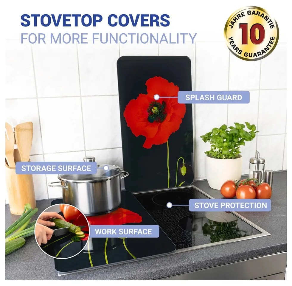 Szklane płyty ochronne na kuchenkę zestaw 2 szt. 52x30 cm Poppy – Maximex