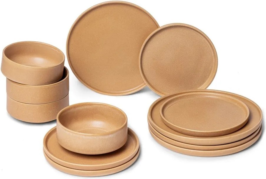 12-częściowy zestaw ceglastych naczyń z kamionki Bonami Selection Malia