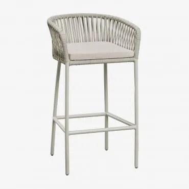 Zestaw 4 Wysokich Stołków Z Podłokietnikami Z Plecionego Sznurka Arhiza Awokado & ↑75 Cm - Sklum