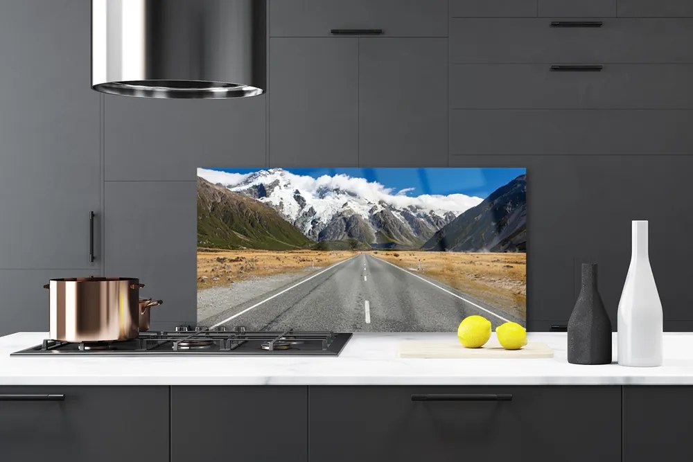 Panel Szklany do Kuchni Zimowy Szlak Górski