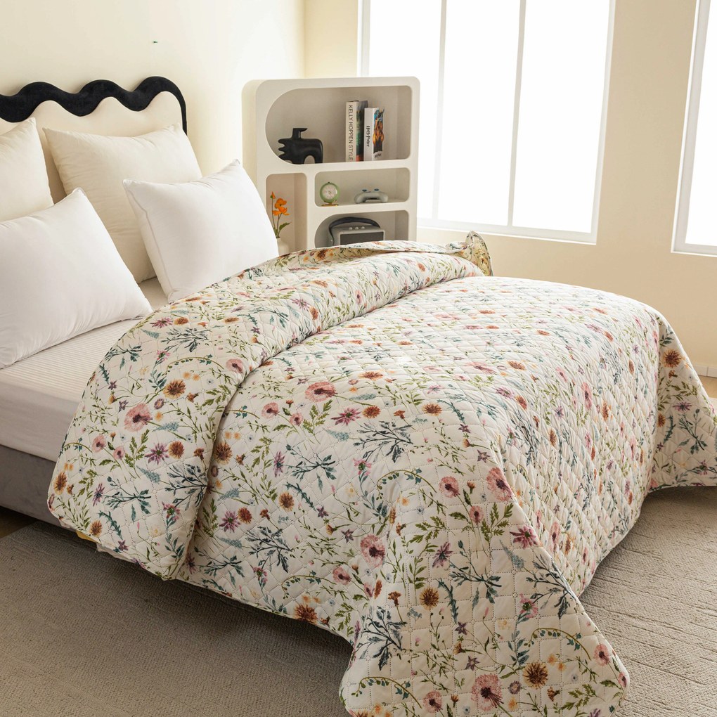 Narzuta na łóżko HERBALIS kremowa Rozmiar: 220 x 240 cm