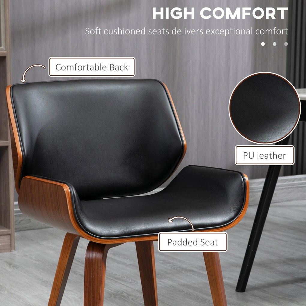 HOMCOM Zestaw 2 krzeseł do jadalni w stylu vintage, drewno, pokrycie z tkaniny, pianka, czarny