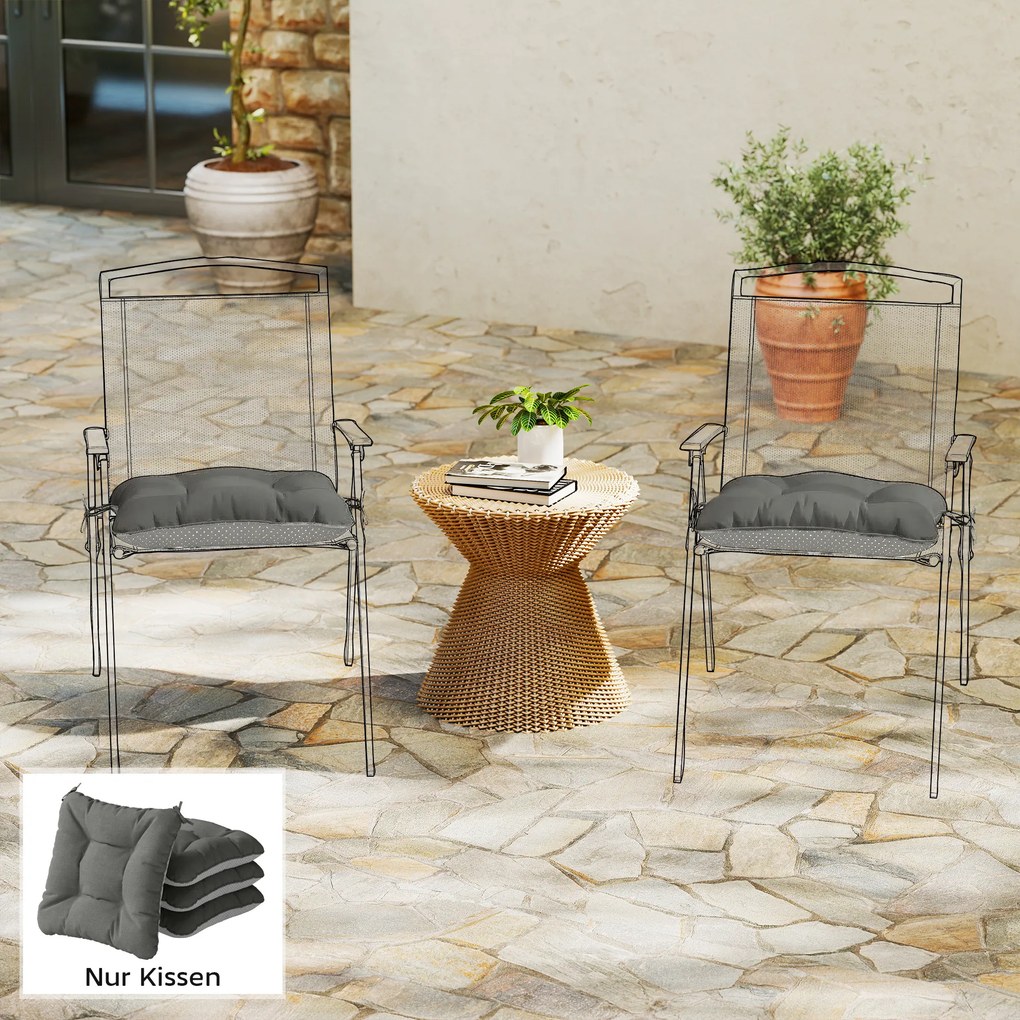 Outsunny Zestaw 4 poduszek na krzesła 39,5 x 39,5 x 10 cm z paskami, antypoślizgowe poduszki do użytku wewnętrznego i zewnętrznego | Aosom PL