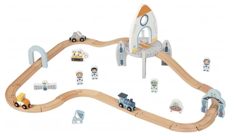 Tooky toy drewniana kolejka kosmiczna zestaw tory