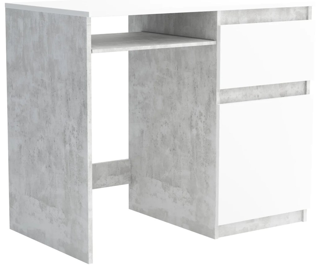 Biurko komputerowe młodzieżowe szkolne 90 cm REMI1 Beton/Biały