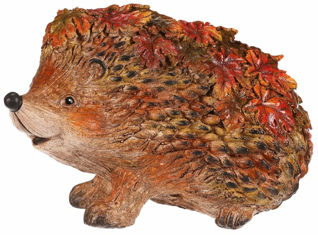 Jesienna dekoracja Jeż z liśćmi, 22 x 13 x 15 cm,żywica poliestrowa