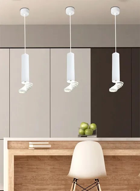 Biała nowoczesna pojedyncza lampa wisząca tuba - 7X D240 G9-Z55