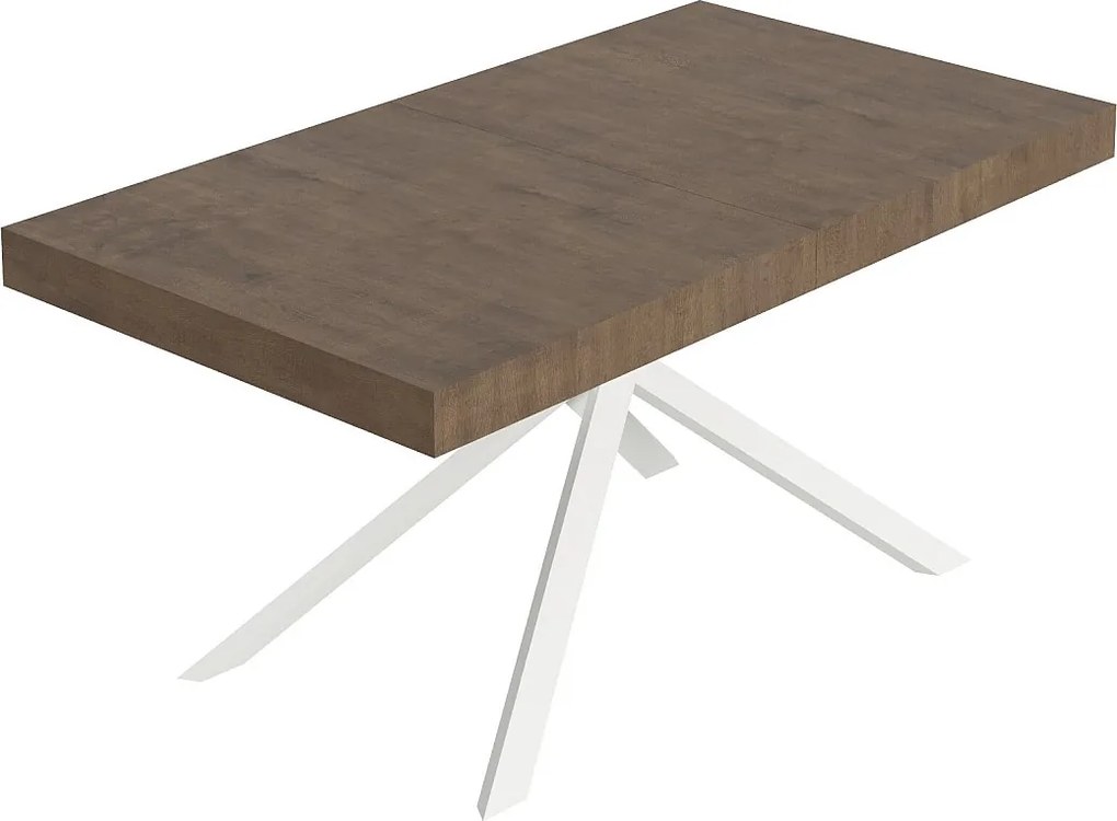 Stół rozkładany Niket orzechowy 160/264x90 cm z białymi nogami