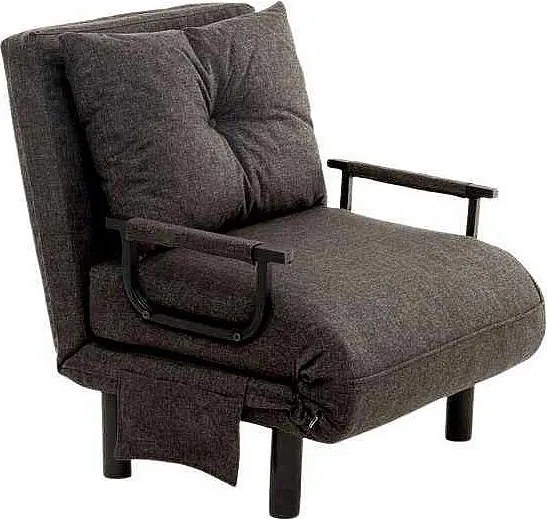 Nowoczesny fotel 1-osobowy z funkcją spania – 75 x 50 x 75 cm – Ciemnoszary – Metal i poliester