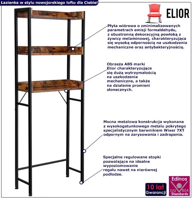 Industrialny regał łazienkowy nad toaletę A0-T33