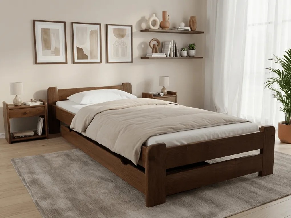 Łóżko Emily 90 x 200 cm, dąb Stelaż: Bez stelaża, Materac: Materac Deluxe 10 cm