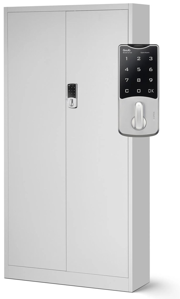 Biurowa szafa metalowa na akta DANIEL, 900 x 1850 x 400 mm, szara