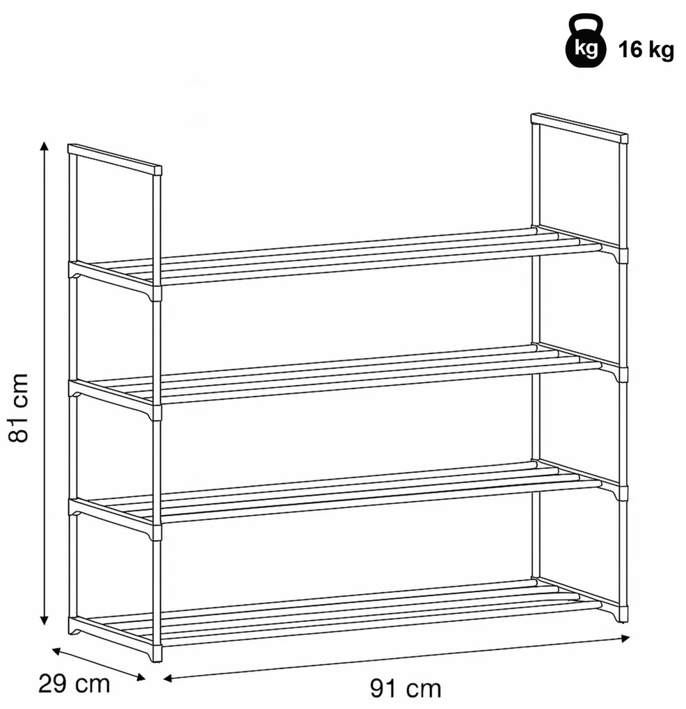 Półka na buty GD-406 BK, metal, czarny