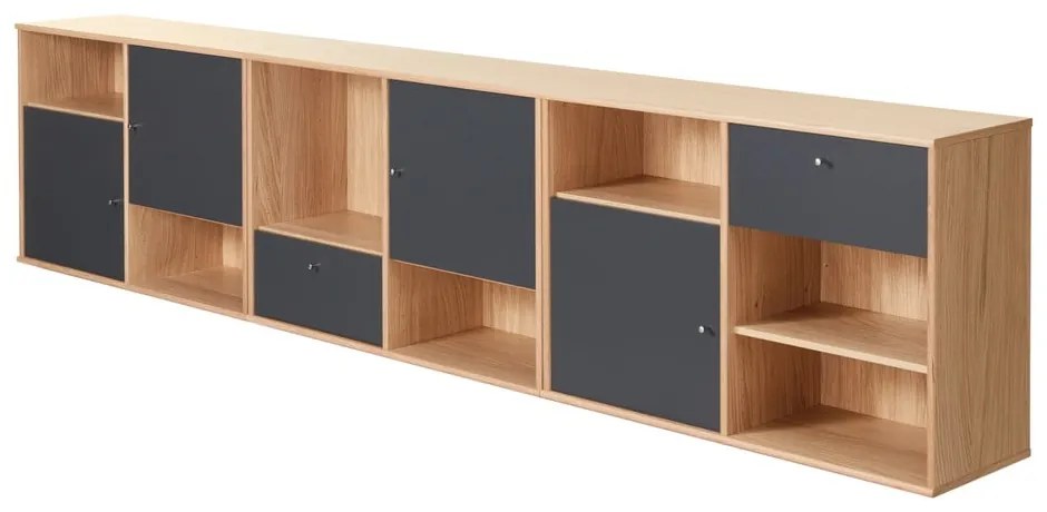 Czarno-naturalna niska komoda w dekorze dębu 267x61 cm Mistral – Hammel Furniture