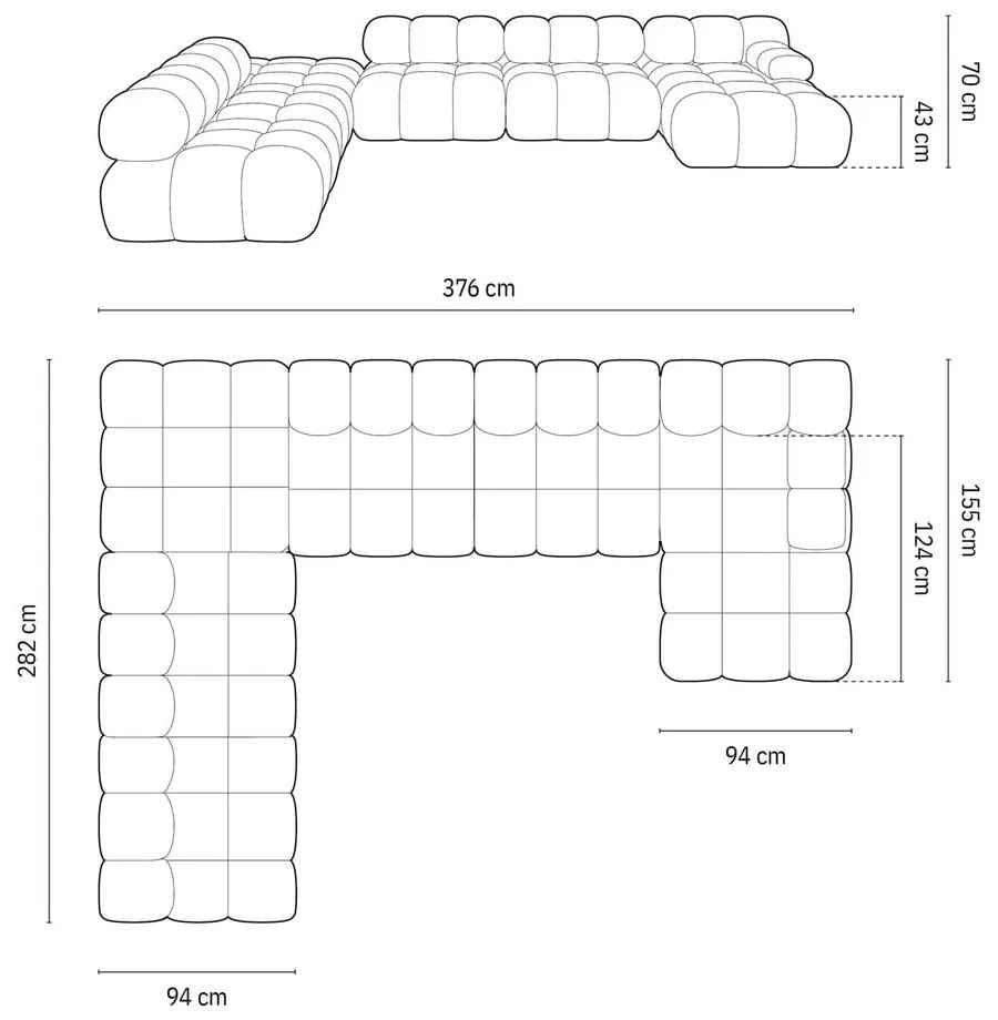 Czerwona aksamitna sofa 379 cm Bellis – Micadoni Home