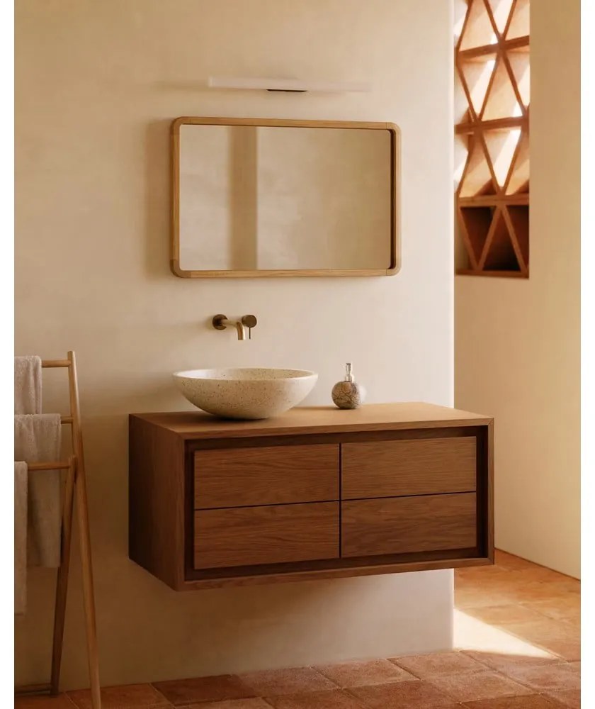 Brązowa wisząca szafka pod umywalkę z litego drewna tekowego 90x40 cm Kenta – Kave Home