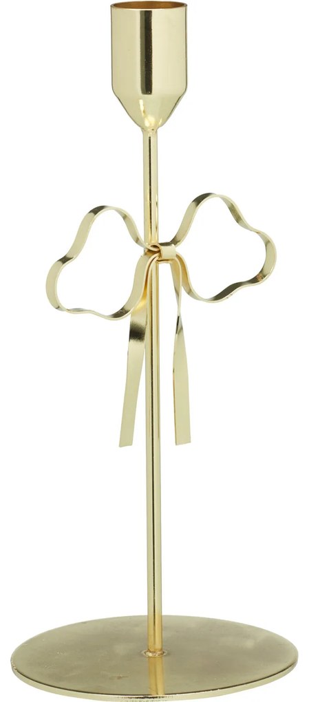 Świecznik metalowy, pozłacany, 21 cm