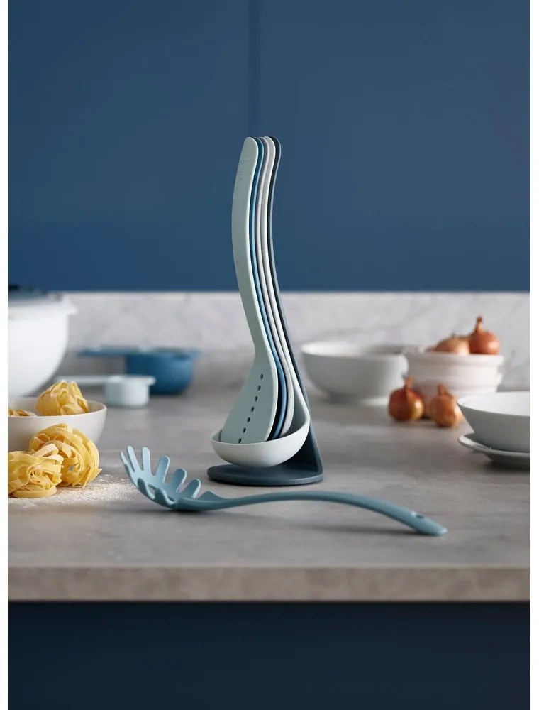 ZZestaw 5 niebieskich przyborów kuchennych ze stojakiem Joseph Joseph Nest Utensils Plus