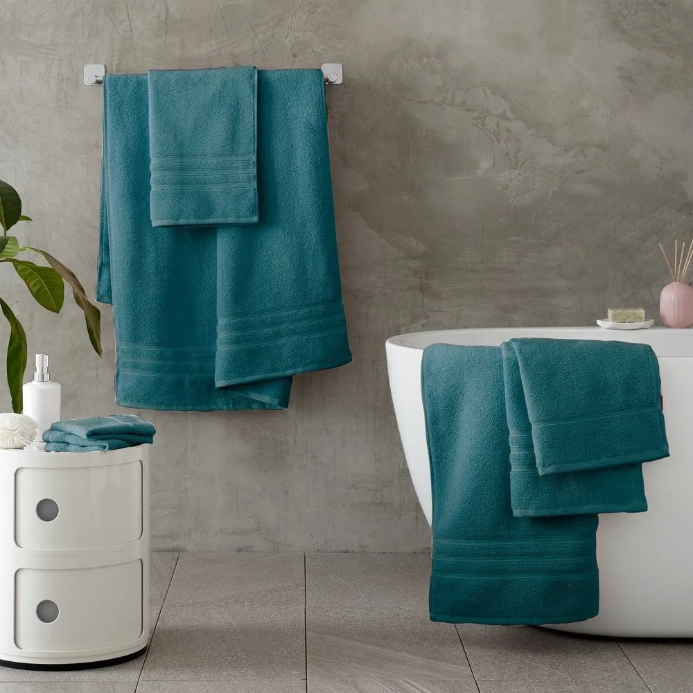 Zielononiebieski bawełniany ręcznik frotte 50x85 cm Zero Twist – Catherine Lansfield