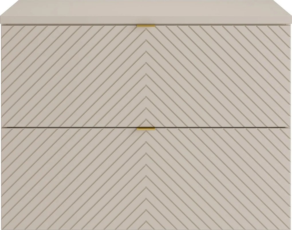 Szafka łazienkowa wisząca w jodełkę z blatem – beż – 80 cm – DORIONI