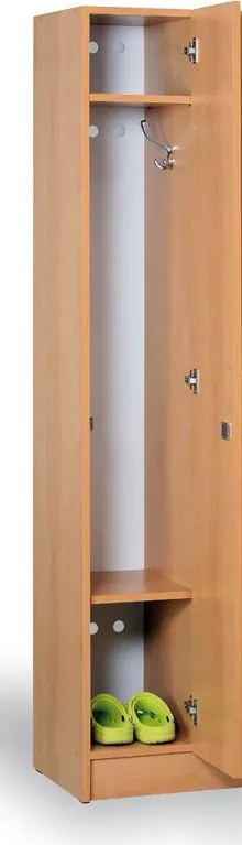 Drewniana szafka ubraniowa S5, 3-drzwiowa, 1900 x 900 x 420 mm, zamek cylindryczny, orzech