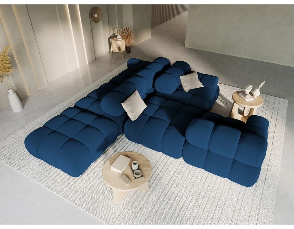 Niebieska aksamitna sofa 282 cm Bellis – Micadoni Home