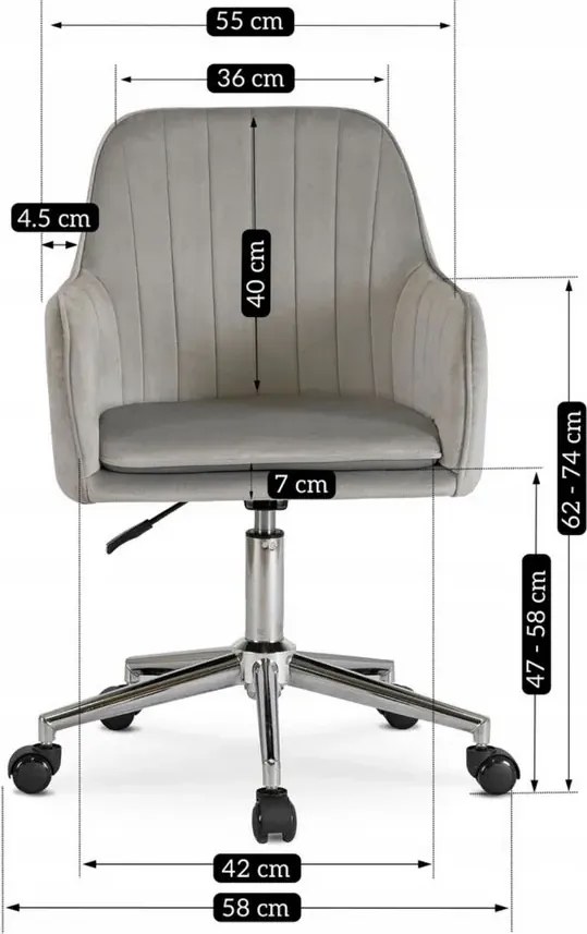 Popielate stylowe krzesło obrotowe H3-C97