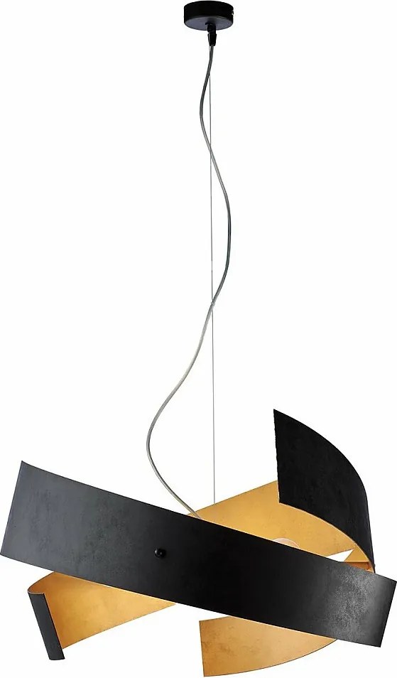 Elisa lampa wisząca 3 światła, czarne żelazo, stare złoto wewnątrz, laserowe cięcie, regulowane linki stalowe, nowoczesna