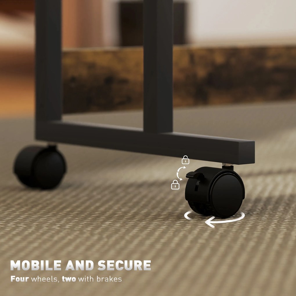 HOMCOM Stojące biurko z regulowaną wysokością i nachyleniem blatu, kółkami, półką, do pisania, czytania, rysowania, Rustykalny Brąz