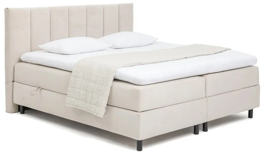 Beżowe łóżko kontynentalne ze schowkiem 180x200 cm Elva Bold Line – Bonami Selection