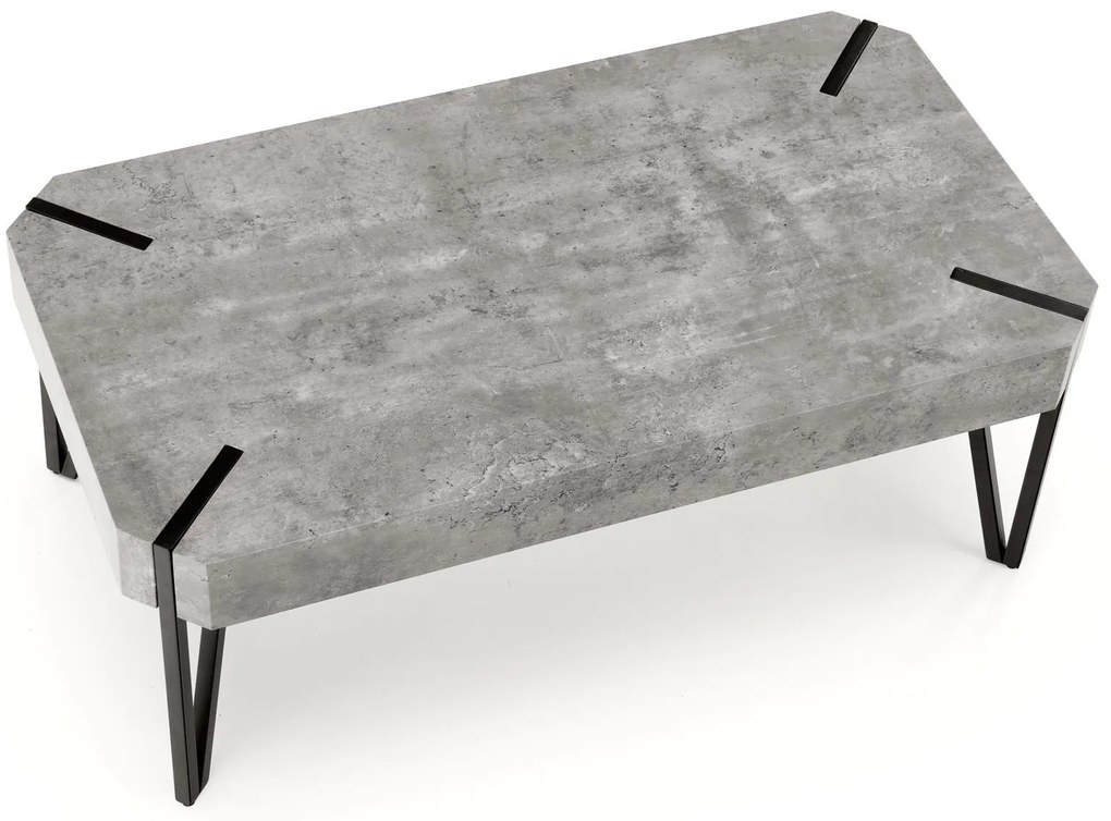 Ława prostokątna MDF beton/czarny 110/60/42 cm EMILY