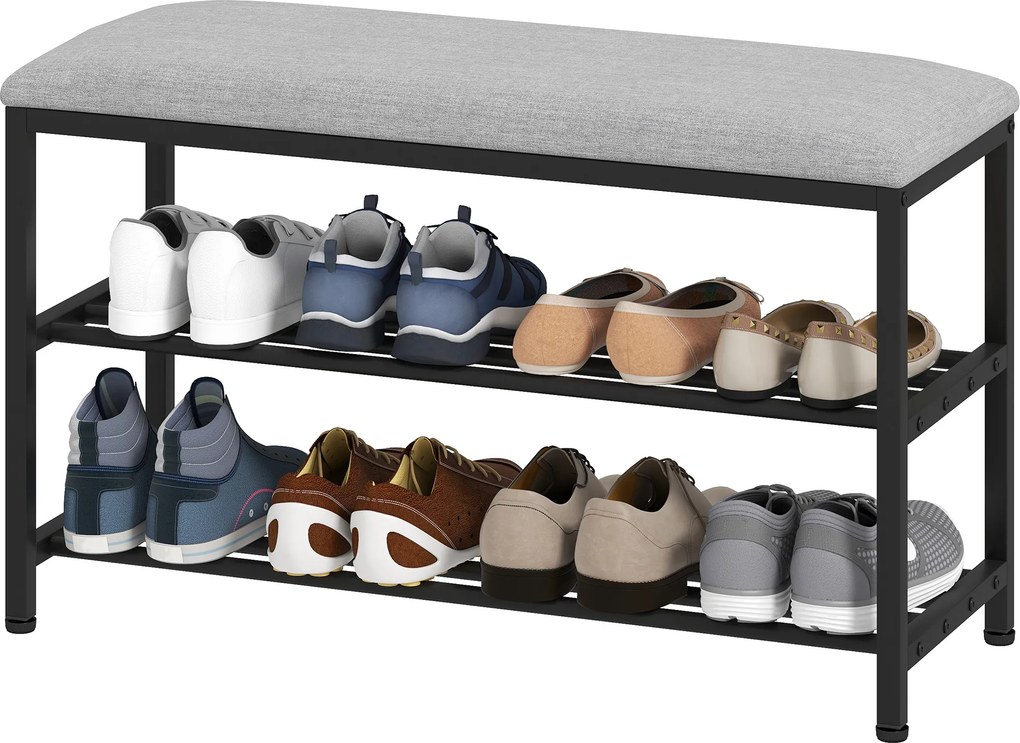 HOMCOM Ławka na buty z siedziskiem i miejscem do przechowywania czarna 81x31x50 cm | Aosom PL