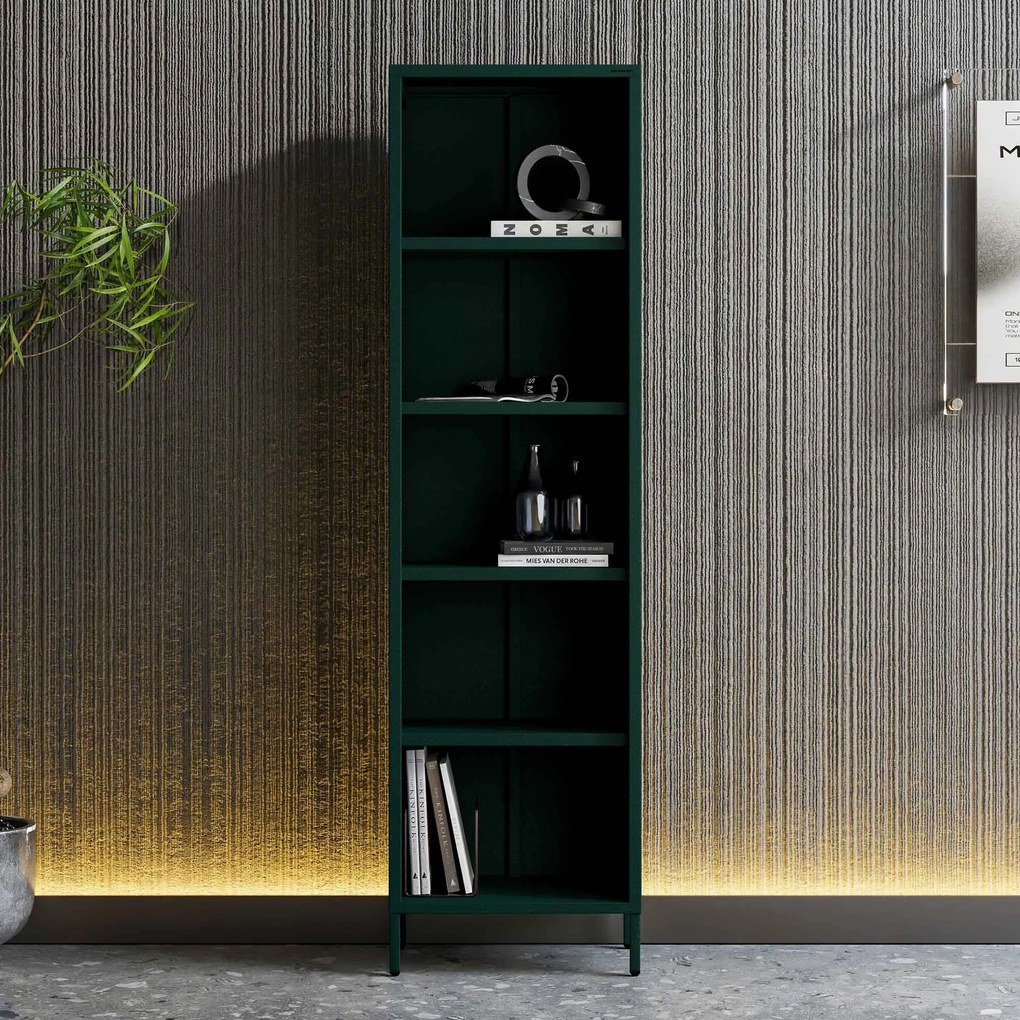 Regał na książki MARIO, 500 x 1800 x 350 mm, Modern: butelkowa zieleń