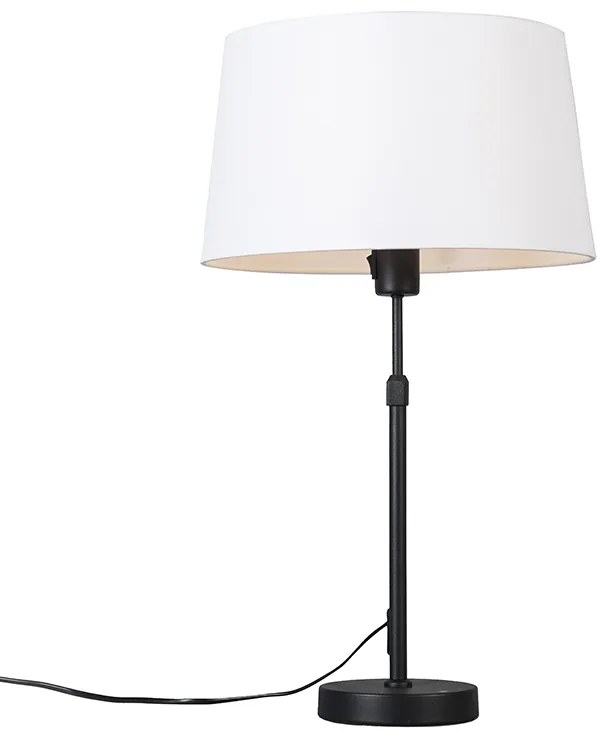 Lampa stołowa czarna z kloszem białym 35 cm regulowana - Parte Nowoczesny Oswietlenie wewnetrzne