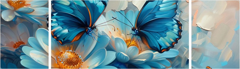 Obraz - Niebieskie motyle (170x50 cm)
