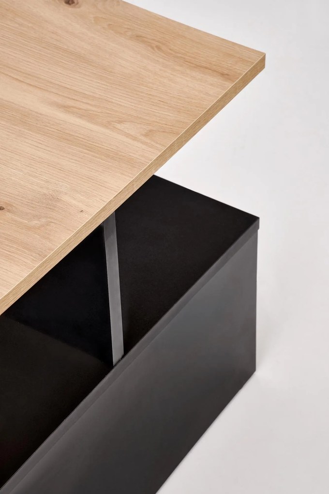 Prostokątna ława dąb artisan/czarny do salonu z półką 90/51/43 IVA