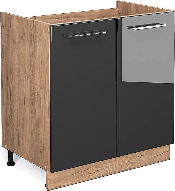 Szafka pod zlew antracyt wysoki połysk 80x51.6x82 fame-line