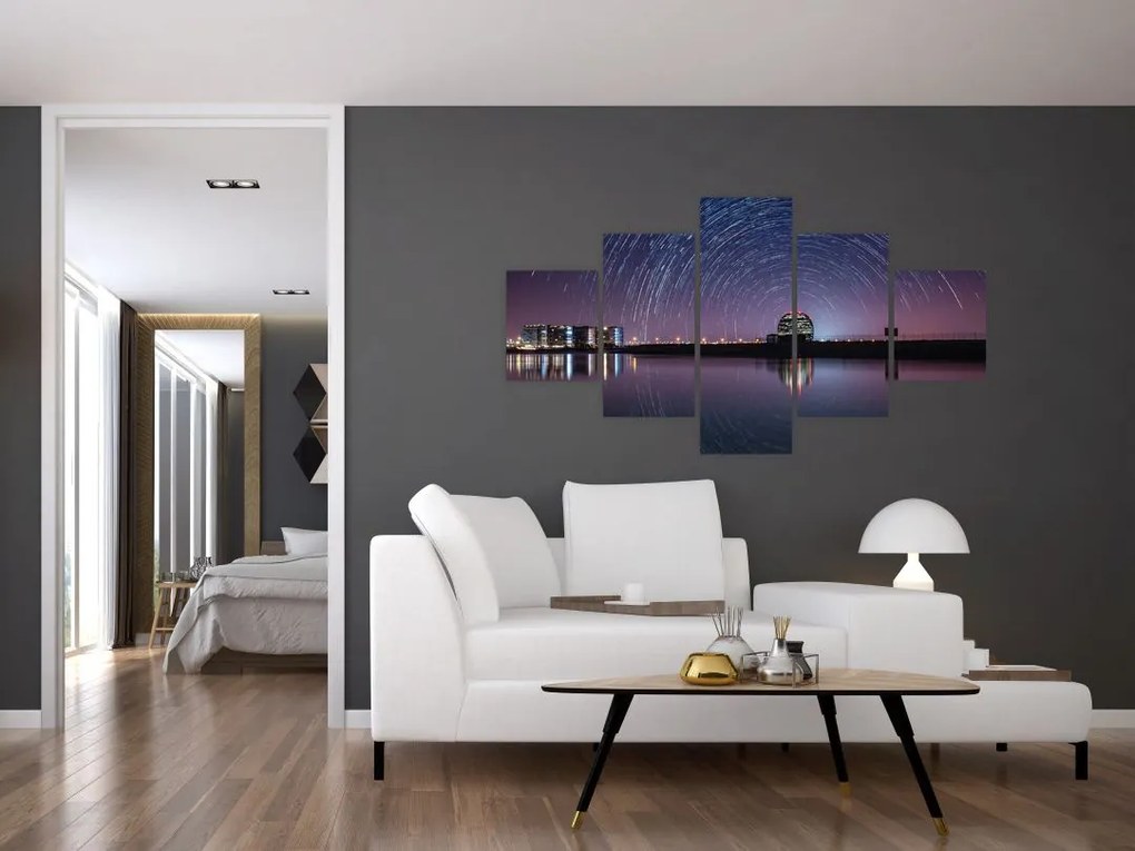 Obraz nocnego nieba z gwiazdami (125x70 cm)