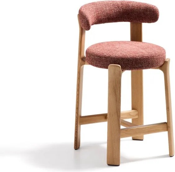 Hoker z litego drewna jesionowego w kolorze terakoty/w jasnym naturalnym kolorze (wysokość siedziska 65 cm) Granite – Kave Home