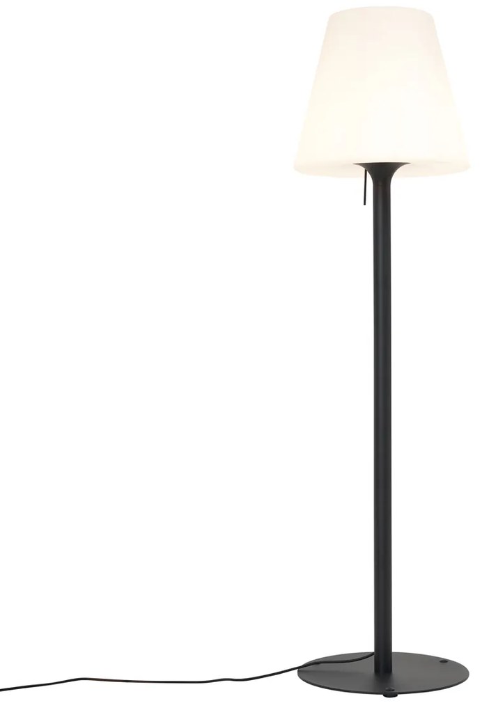 Zewnetrzna Nowoczesna lampa podłogowa zewnętrzna czarna z białym kloszem IP44 - Big Virginia Nowoczesny Oswietlenie zewnetrzne