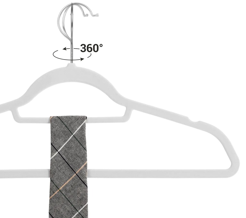 Wieszak na ubrania z białym welurem, 50 szt