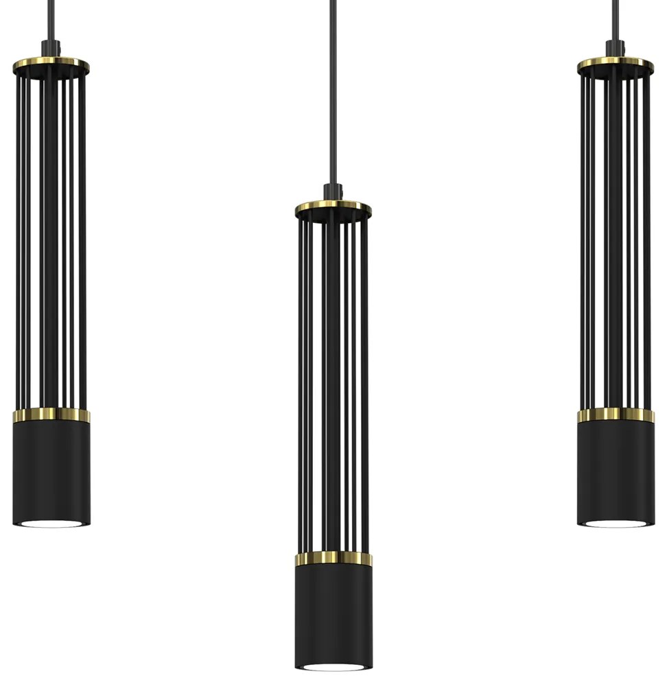 Lampa wisząca ESTILO 3xGU10, potrójna, czarna tuba