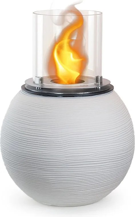 Kominek bioetanolowy, palenisko ogrodowe, wolnostojące, do użytku wewnątrz i na zewnątrz, BOTTICELLI White Pearl, śr. 40 x wys. 54 cm