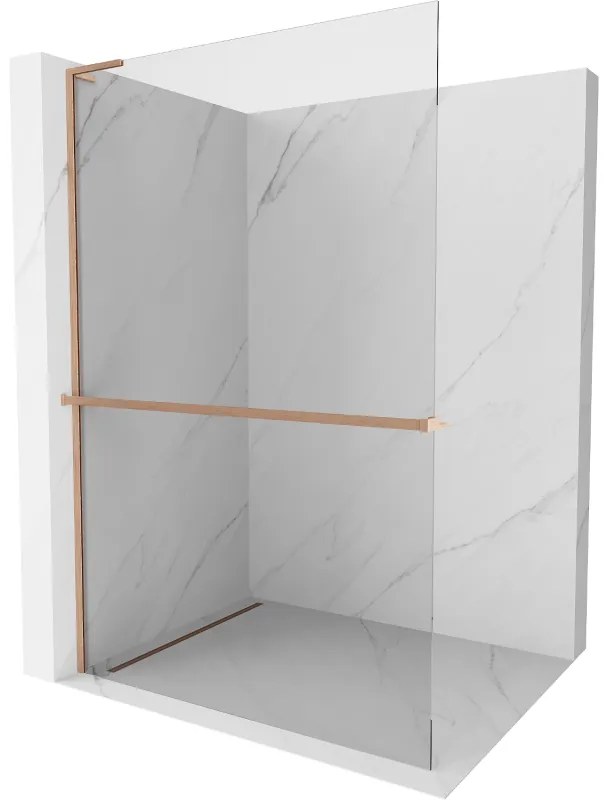 Mexen Kioto+ L ścianka prysznicowa z półką Walk-in 65 x 200 cm, transparent, miedź szczotkowana - 800-065-123-65-00