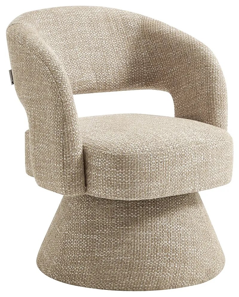 Fotel obrotowy z teksturowanej beżowej tkaniny NAROLIA marki Maison Céphy
