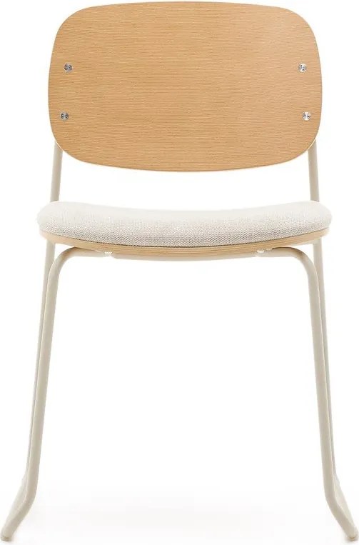 Beżowe/w naturalnym kolorze metalowe krzesło sztaplowane Meli – Kave Home